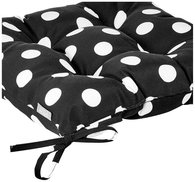 Pillow Perfect Outdoor/Indoor Polka Dot Black Tufted Seat Cushions (Square Back), 19" x 19", Black, 2 Count - Image 1